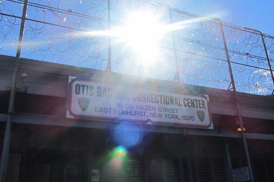 Outside the Otis Bantum Correctional Center on Rikers Island